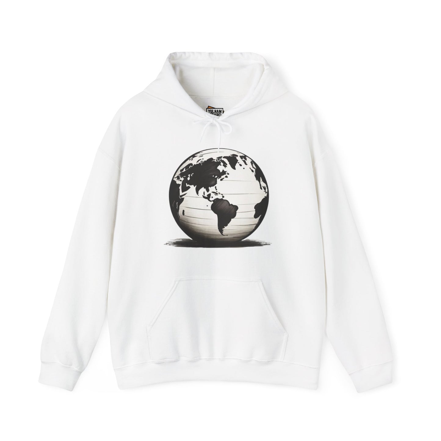 Black and White Earth Sphere - Unisex Hooded Sweatshirt