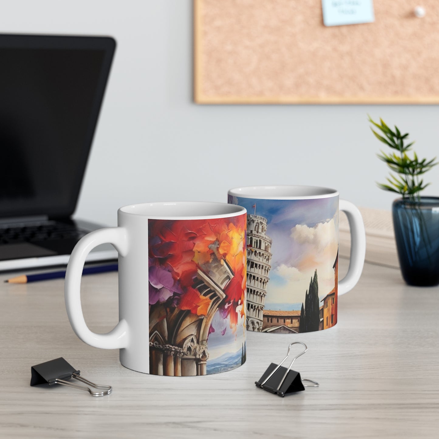 Leaning Tower of Pisa Artwork Mug - Ceramic Coffee Mug 11oz