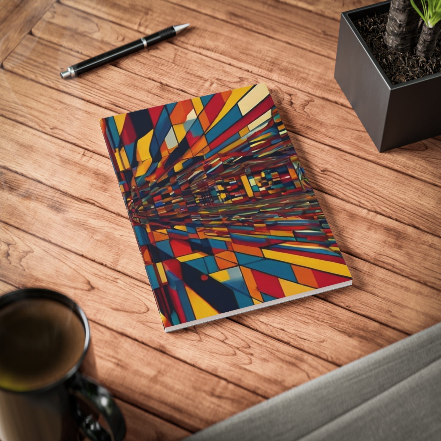 Colourful 2D Abstract Optical Illusion - Softcover Notebook, A5