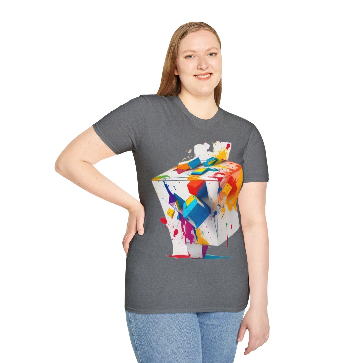 Messy Colourful 3D Cube - Unisex T-Shirt