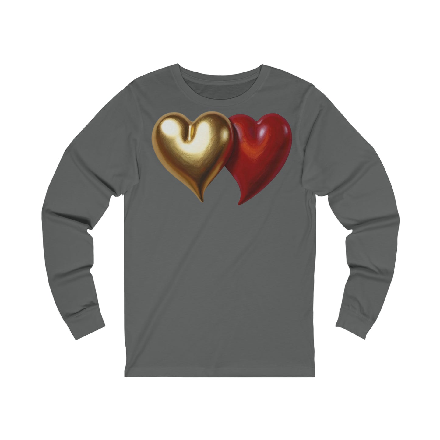 Gold And Red Love Heart - Unisex Jersey Long Sleeve Tee