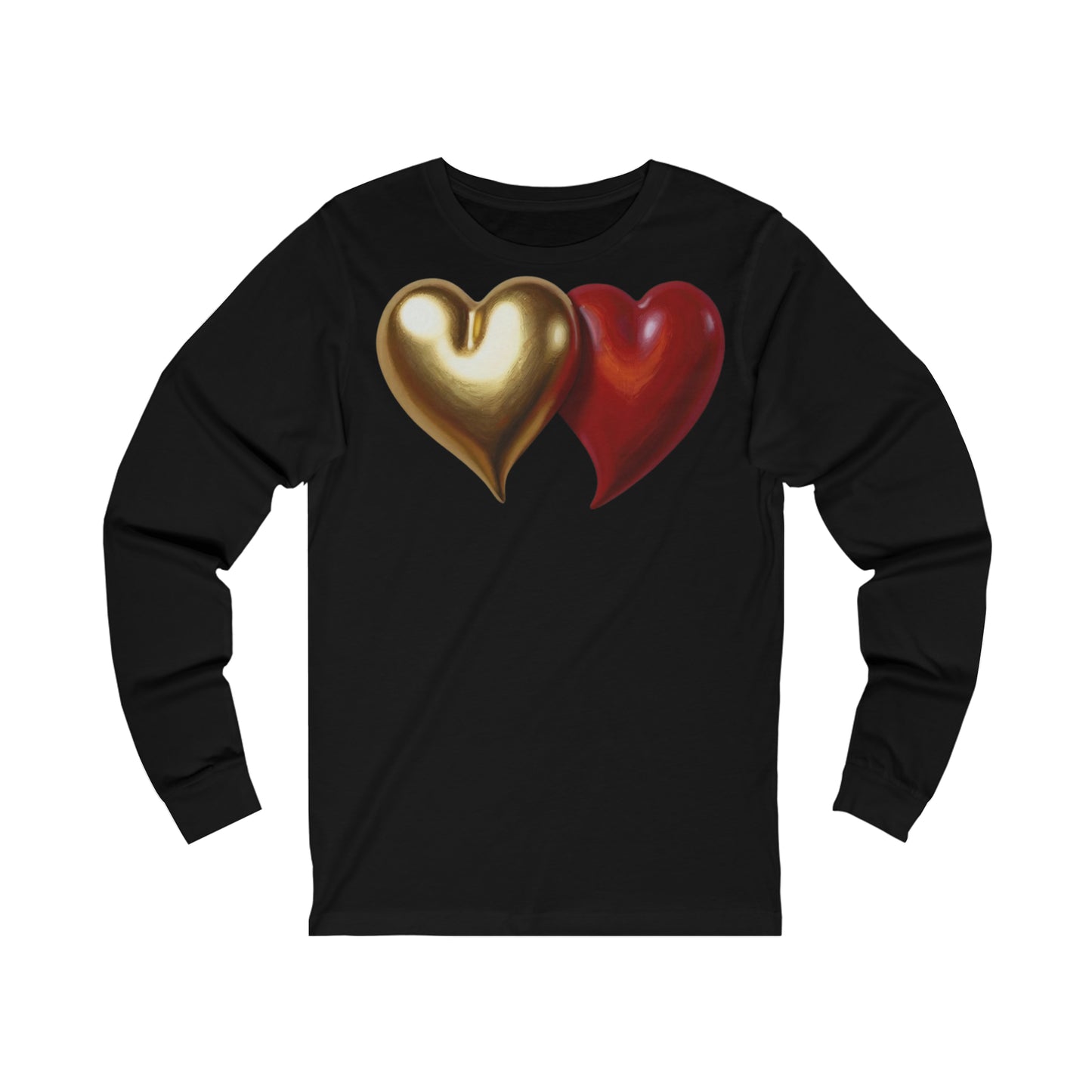 Gold And Red Love Heart - Unisex Jersey Long Sleeve Tee