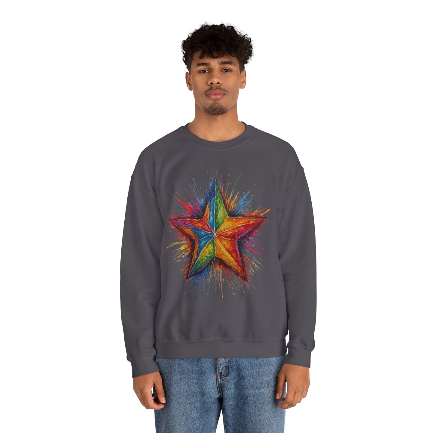 Burning Multicoloured Star - Unisex Crewneck Sweatshirt