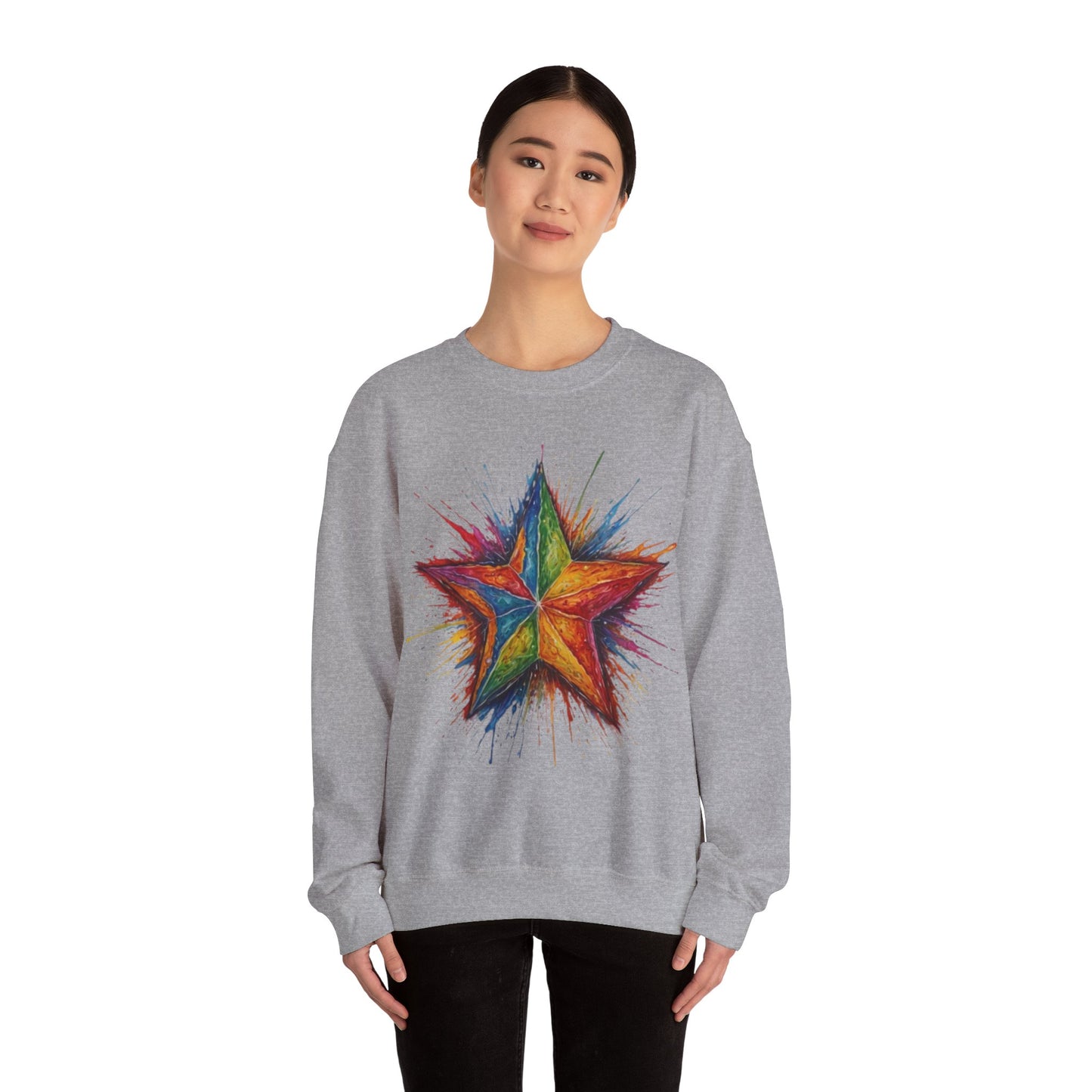 Burning Multicoloured Star - Unisex Crewneck Sweatshirt