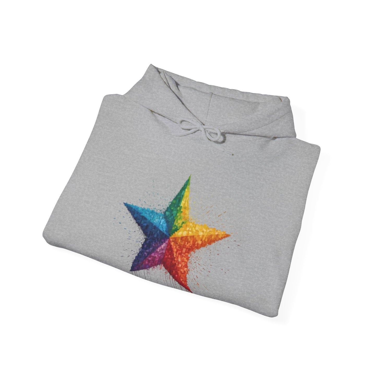 Multicoloured Pixelated Star - Unisex Hooded Sweatshirt