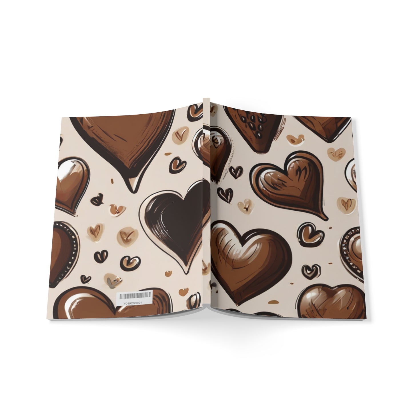 Brown Love Hearts - Softcover Notebook, A5