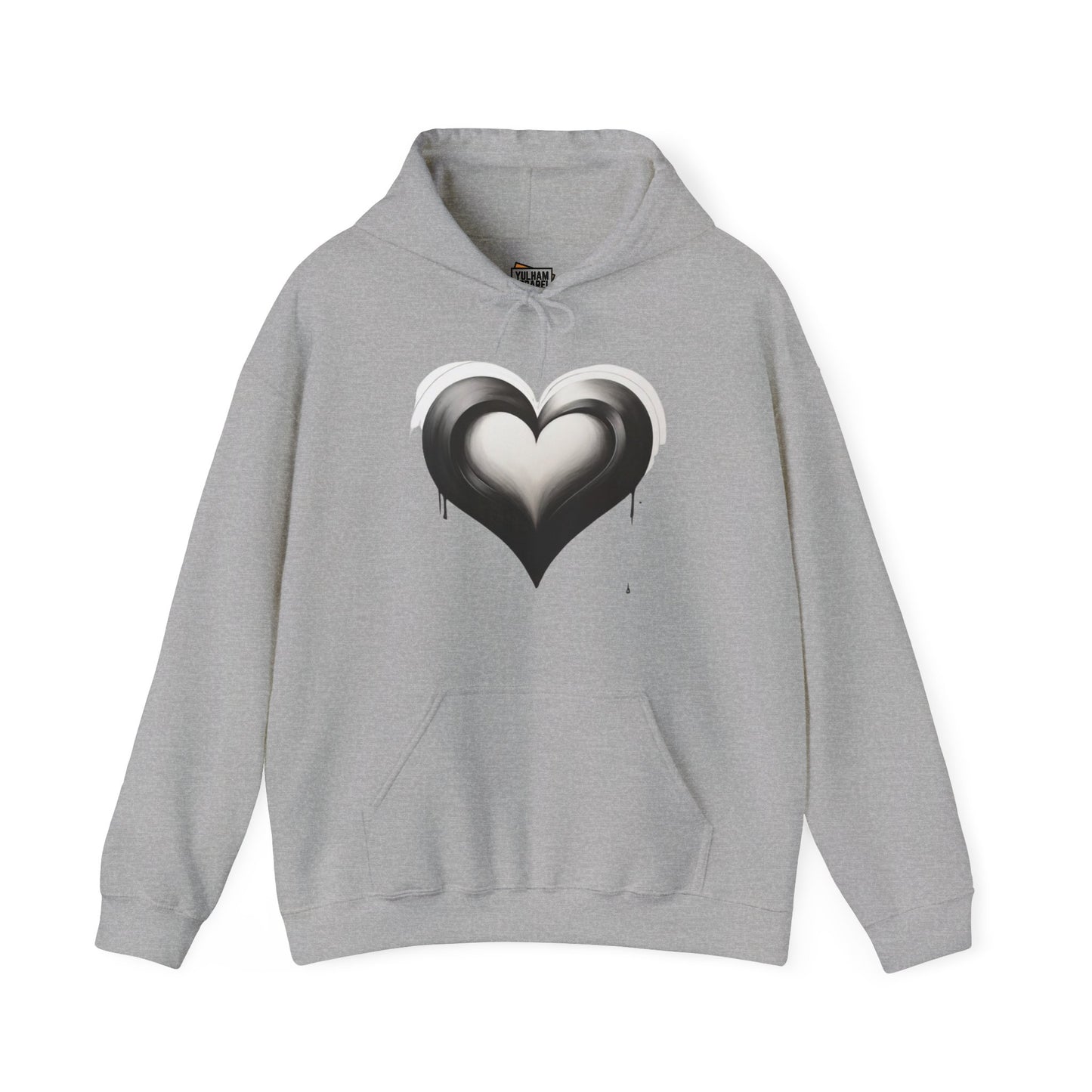 Black and White Heart - Unisex Hooded Sweatshirt