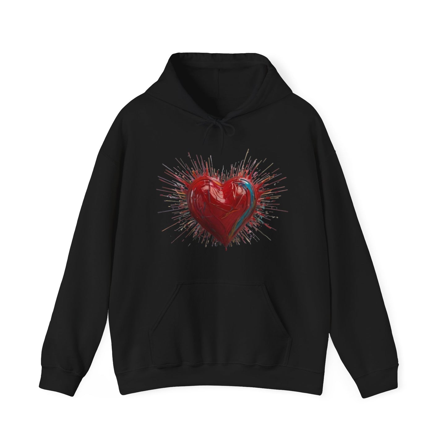 Messy Red Exploding Love Heart - Unisex Hooded Sweatshirt