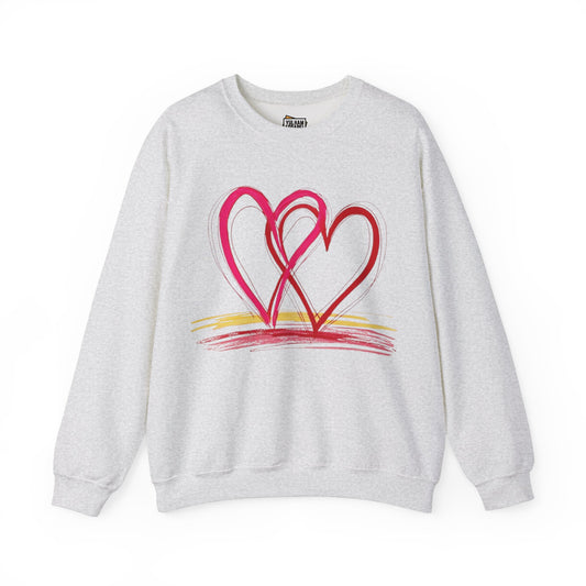 Messy Pink and Red Twin Love Hearts - Unisex Crewneck Sweatshirt