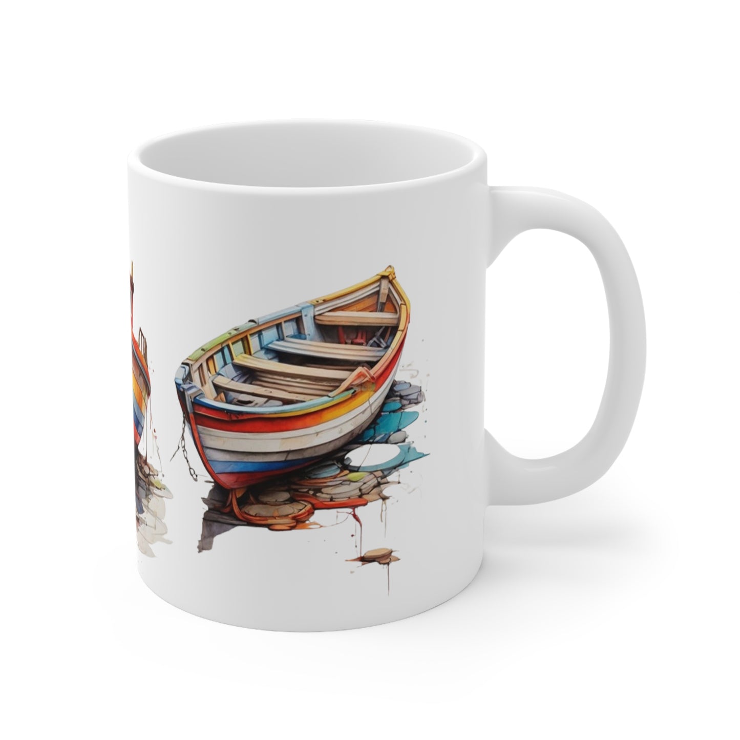 Colourful Boats Mug - Ceramic Coffee Mug 11oz