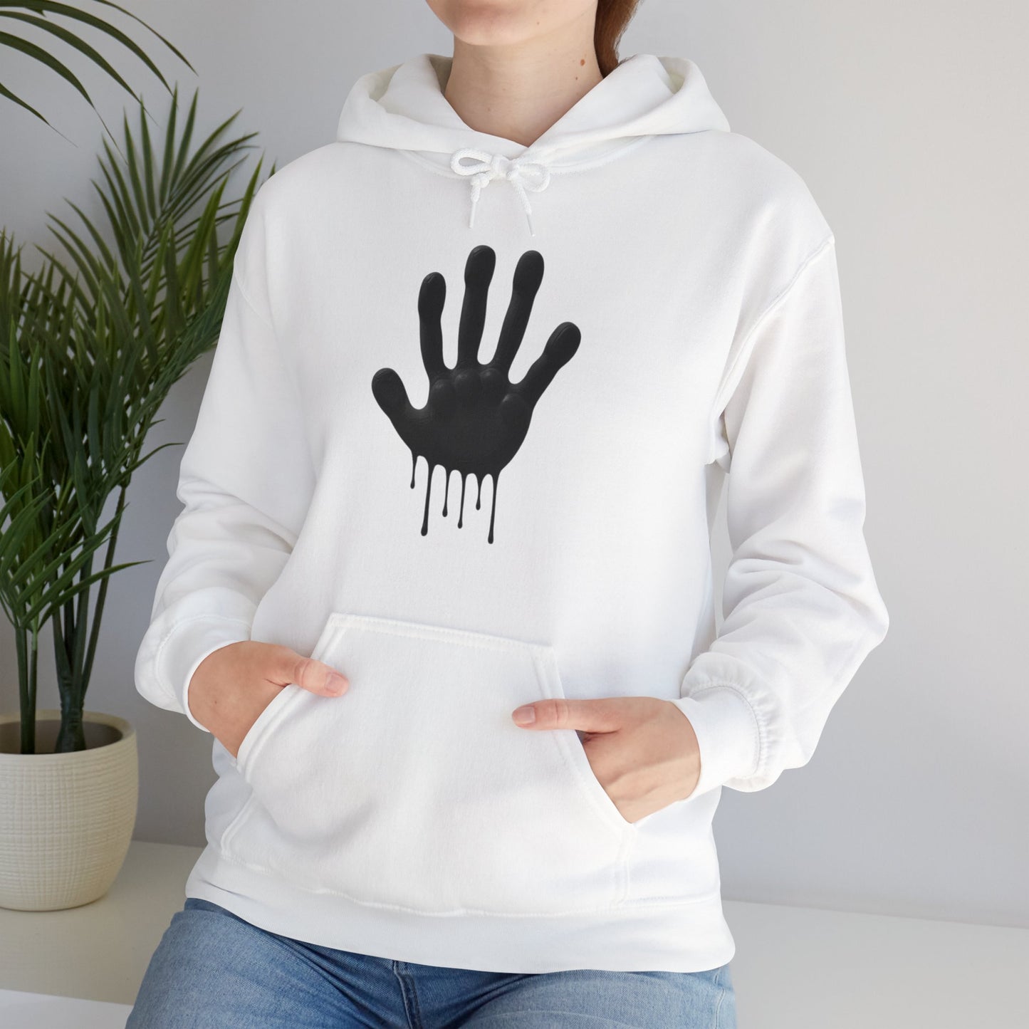 Black Hand Print Art - Unisex Hooded Sweatshirt