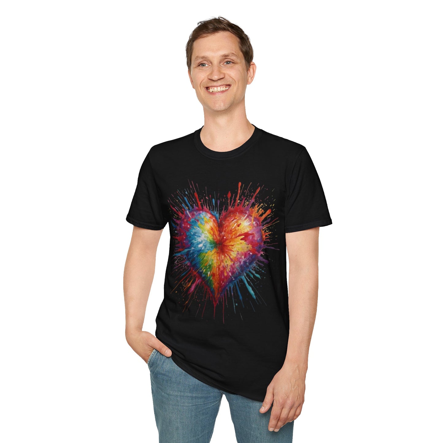 Colourful Messy Exploding Love Heart - Unisex T-Shirt