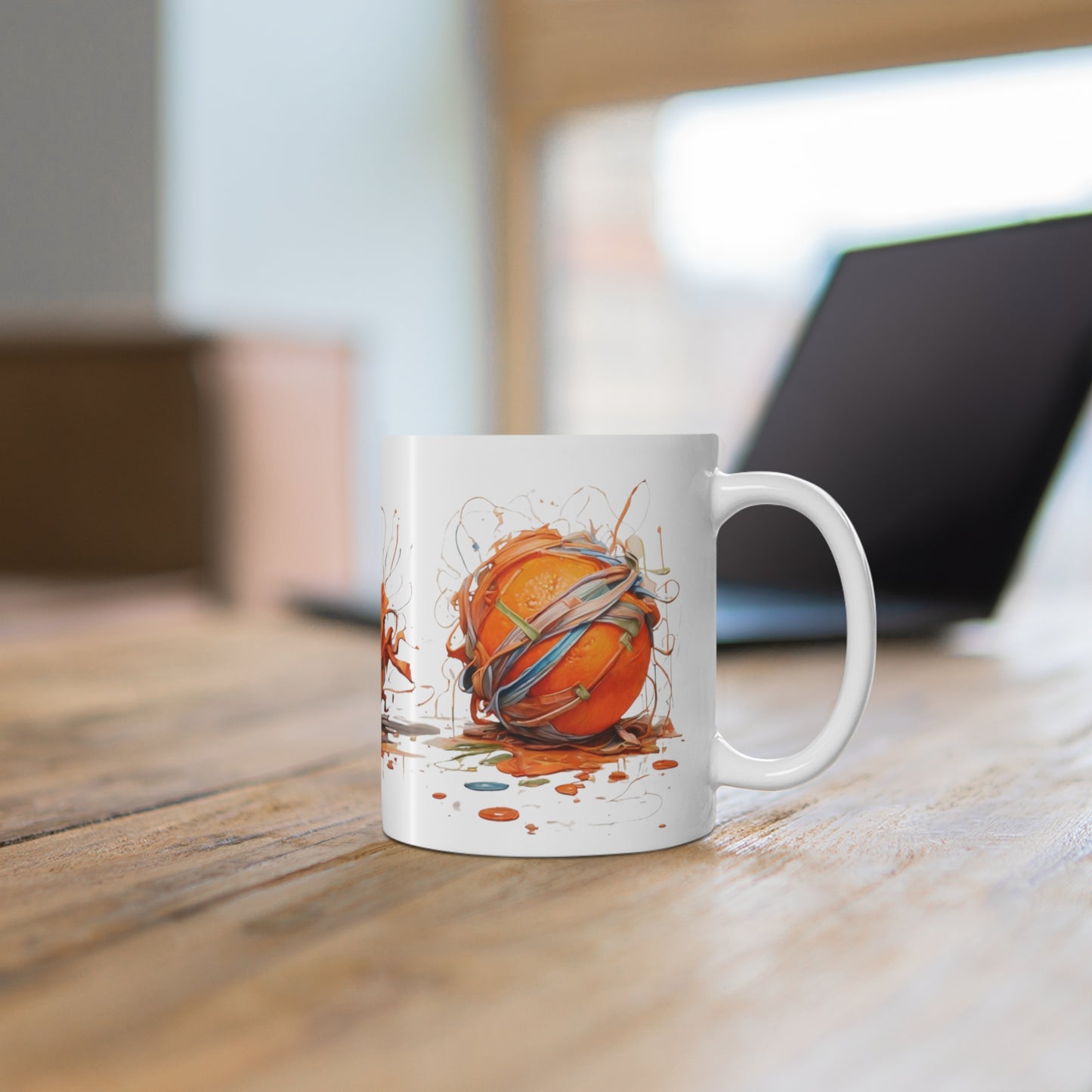Colourful Messy Orange Fruits Mug - Ceramic Coffee Mug 11oz