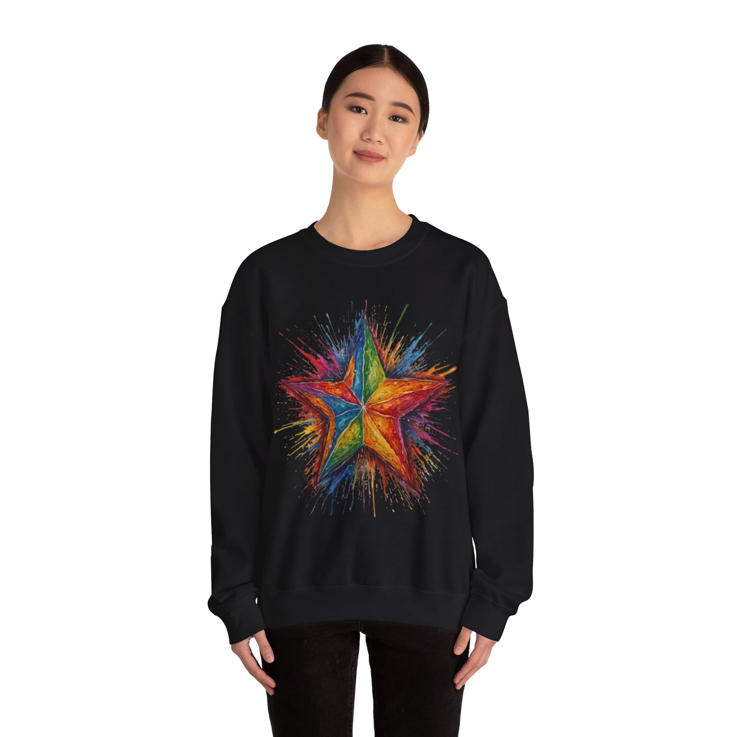 Burning Multicoloured Star - Unisex Crewneck Sweatshirt