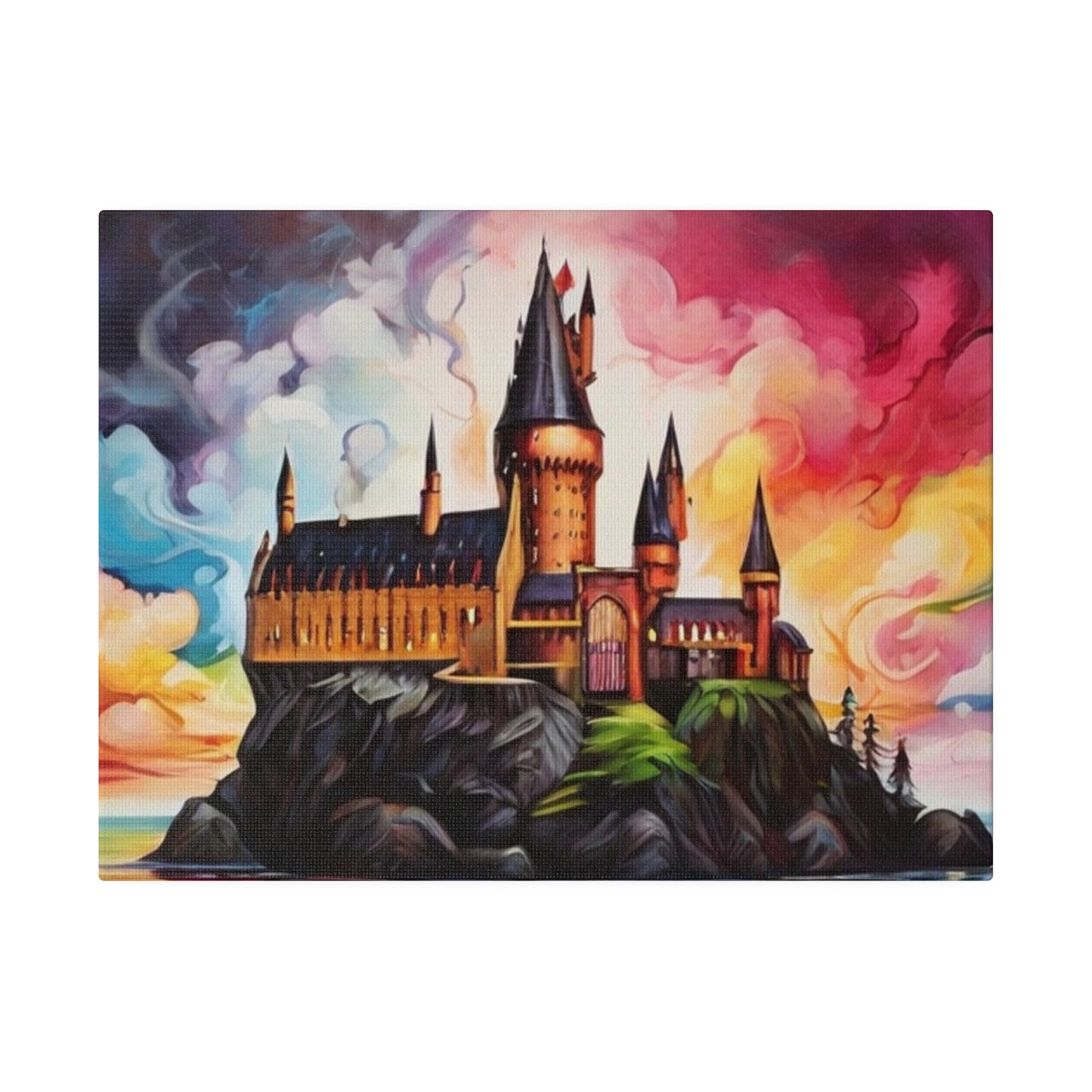 Colourful Hogwarts Castle Artwork - Matte Canvas, Stretched, 0.75"