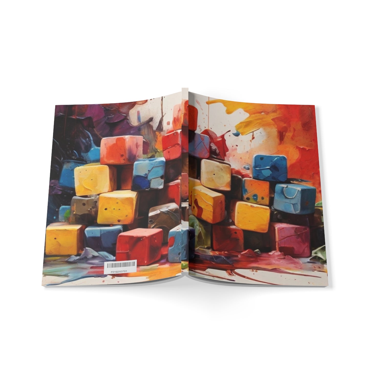 Colourful Messy Cubes Art - Softcover Notebook, A5