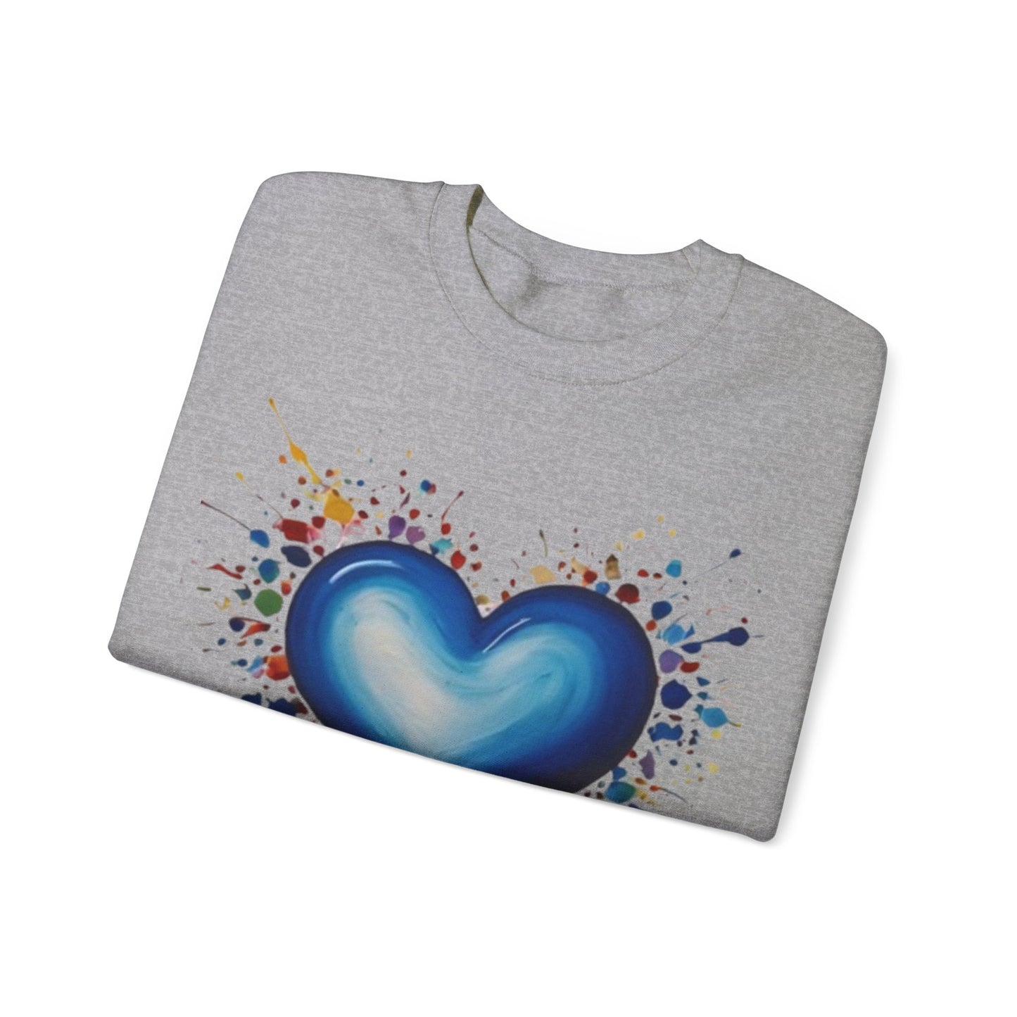 Messy Splatter Blue Love Heart - Unisex Crewneck Sweatshirt