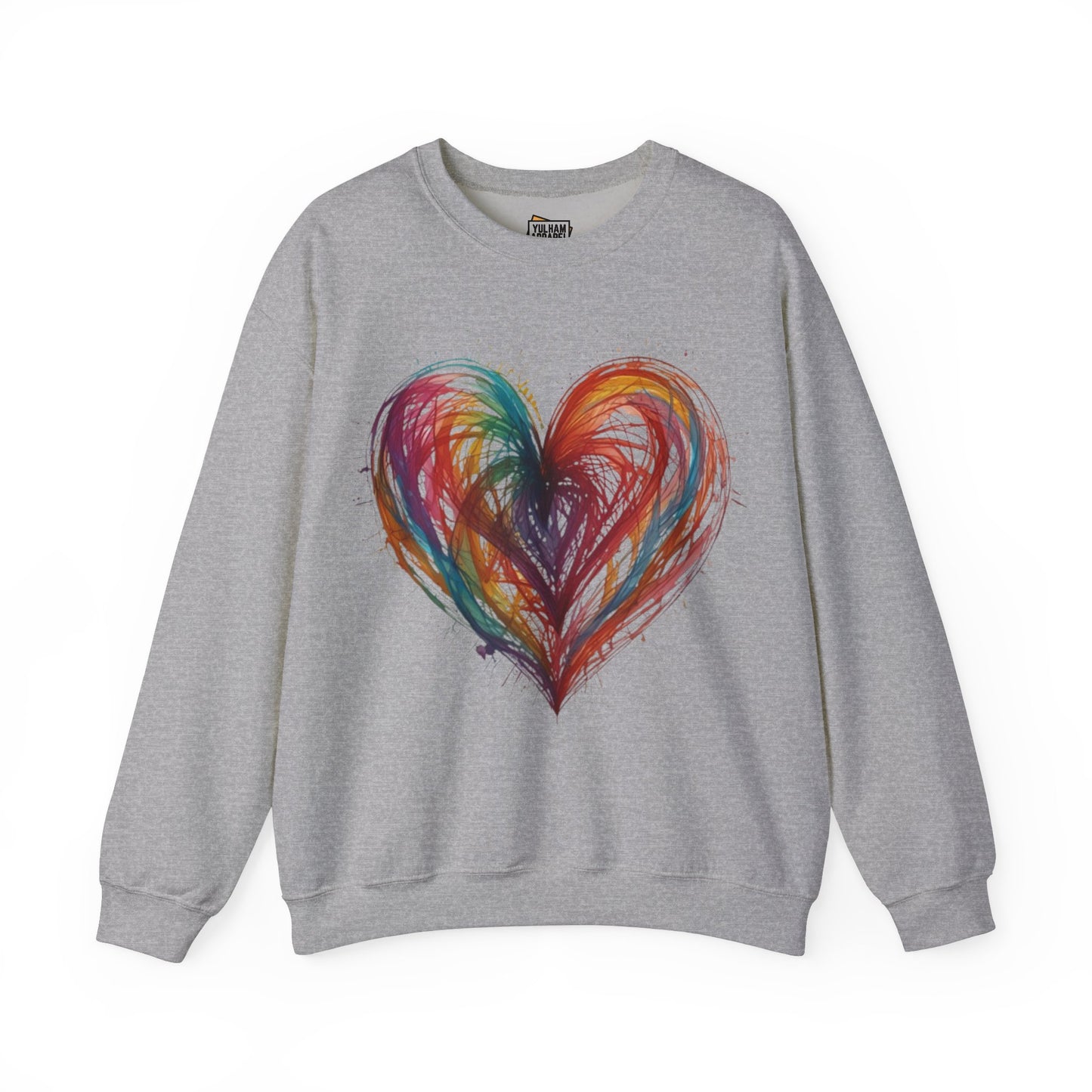 Colourful Messy Lines Transparent Love Heart - Unisex Crewneck Sweatshirt