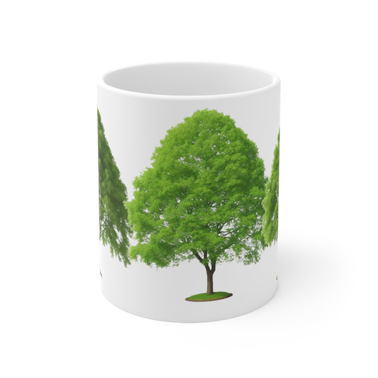 Green Trees Mug - Ceramic Coffee Mug 11oz