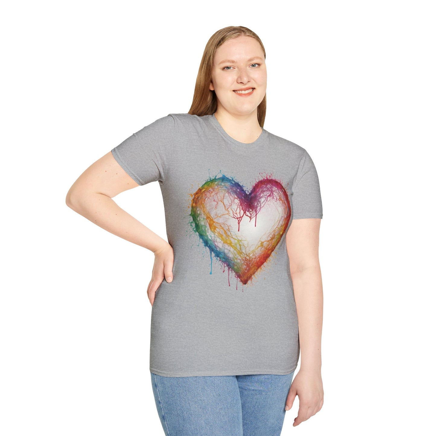 Transparent Colourful Love Heart - Unisex T-Shirt