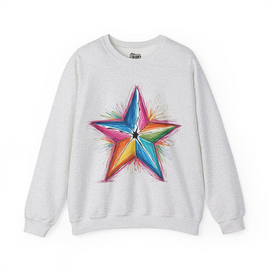 Vibrant Coloured Messy Star - Unisex Crewneck Sweatshirt