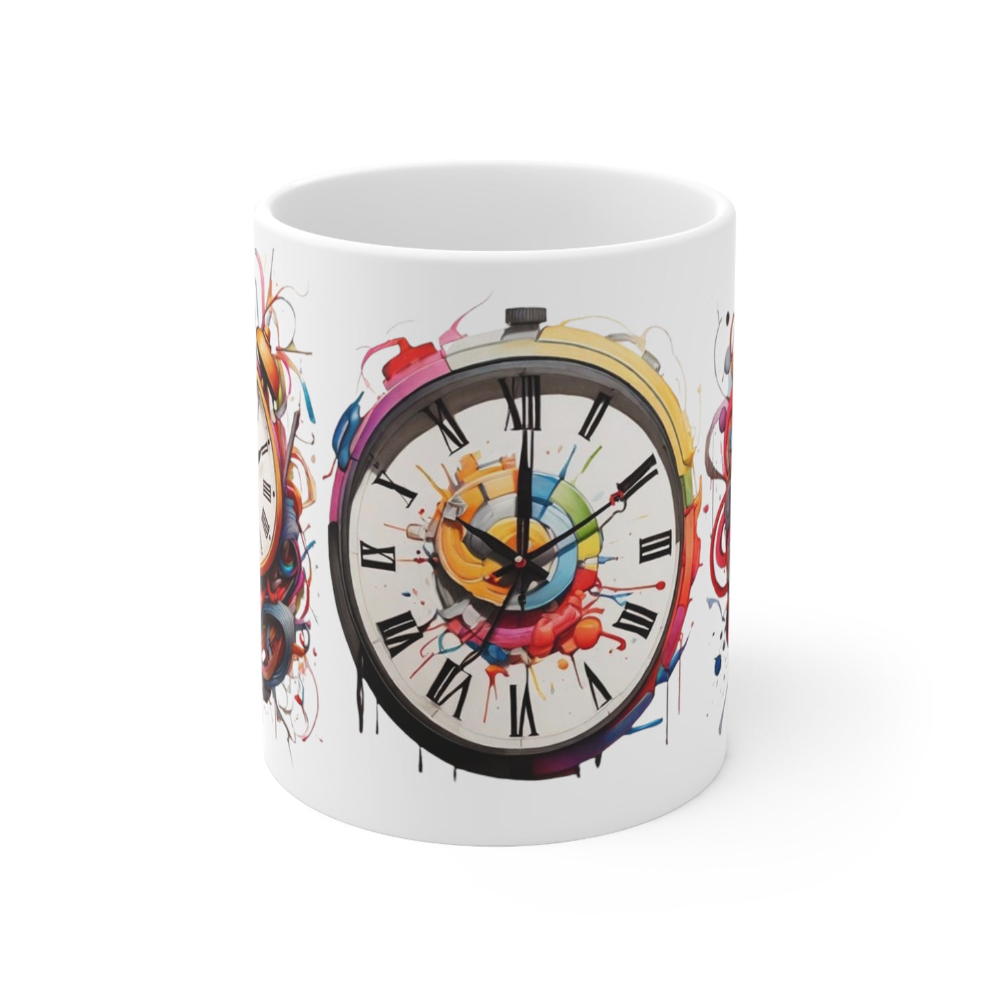 Colourful Clocks Mug - Ceramic Coffee Mug 11oz