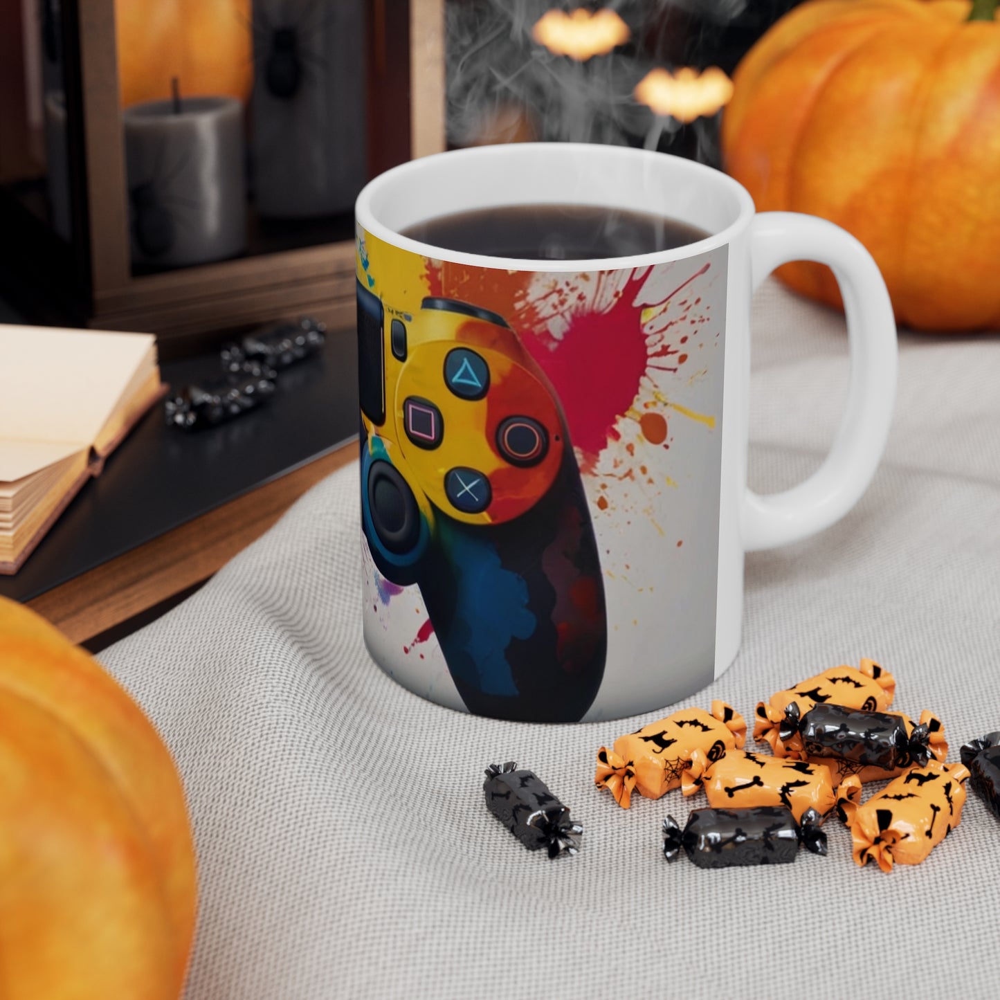 Colourful Paint Splatter PlayStation Controller Mug - Ceramic Coffee Mug 11oz