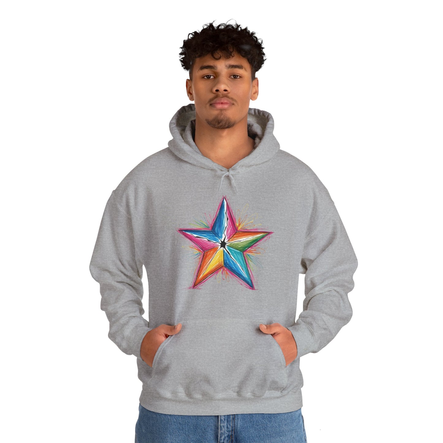 Vibrant Coloured Messy Star - Unisex Hooded Sweatshirt