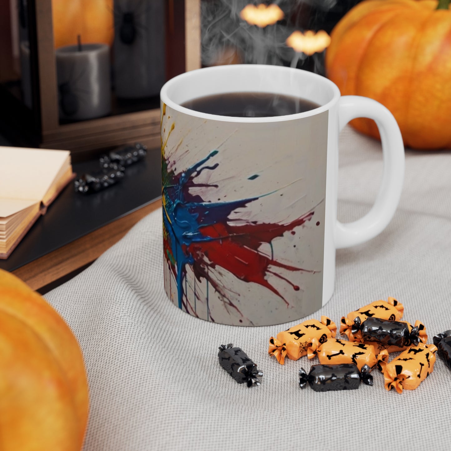 Messy Paint Splatter Mug - Ceramic Coffee Mug 11oz