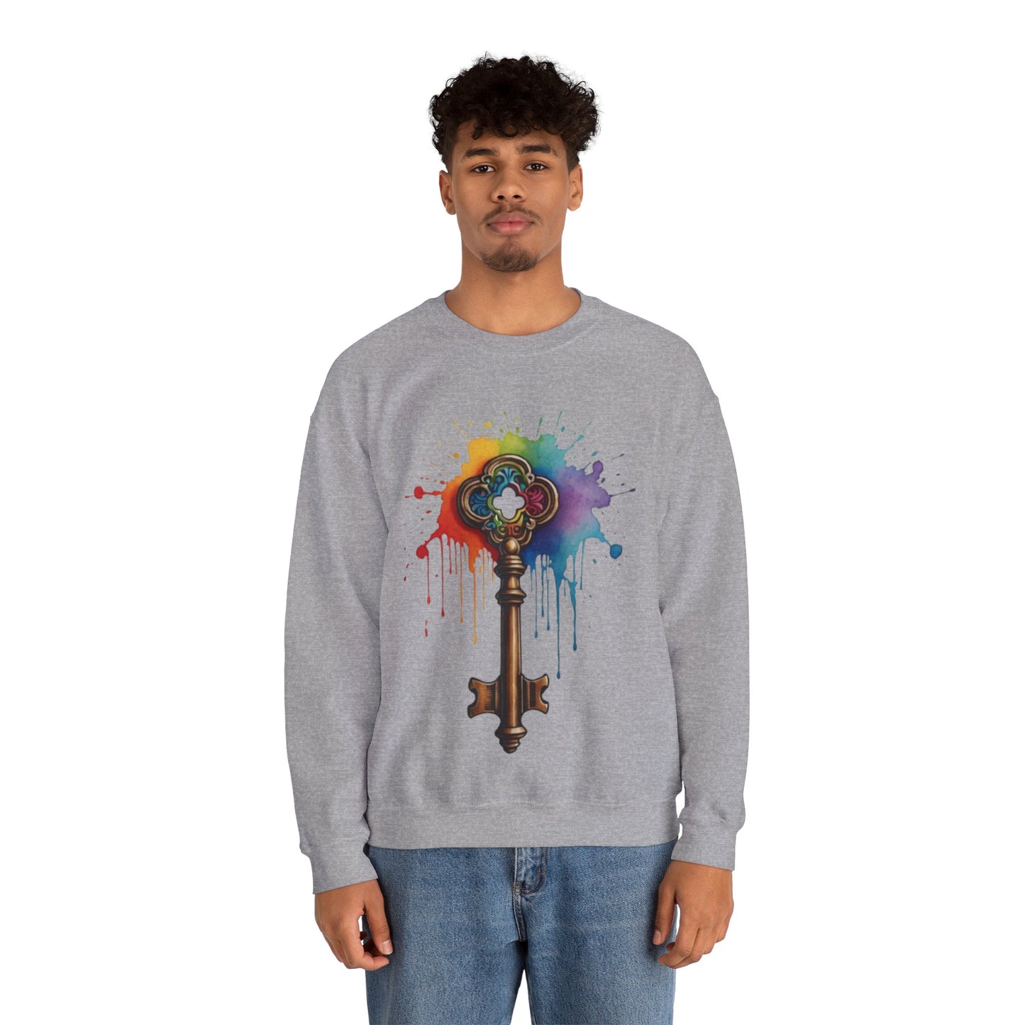 Colourful Messy Skeleton Key - Unisex Crewneck Sweatshirt