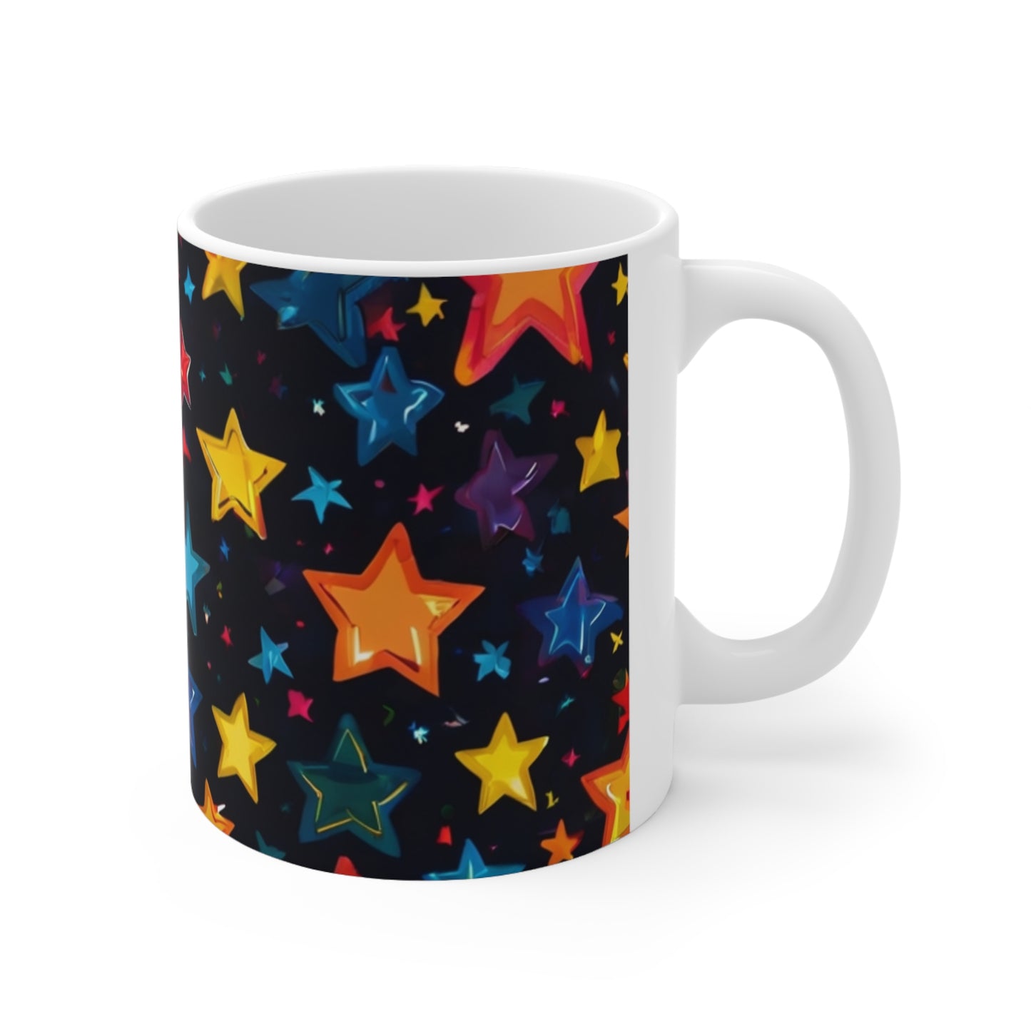 Colourful Stars At Might Night Mug - Ceramic Coffee Mug 11oz