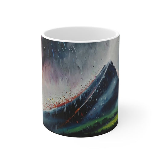 Heavy Downpour On Mountain Mug - Ceramic Coffee Mug 11oz