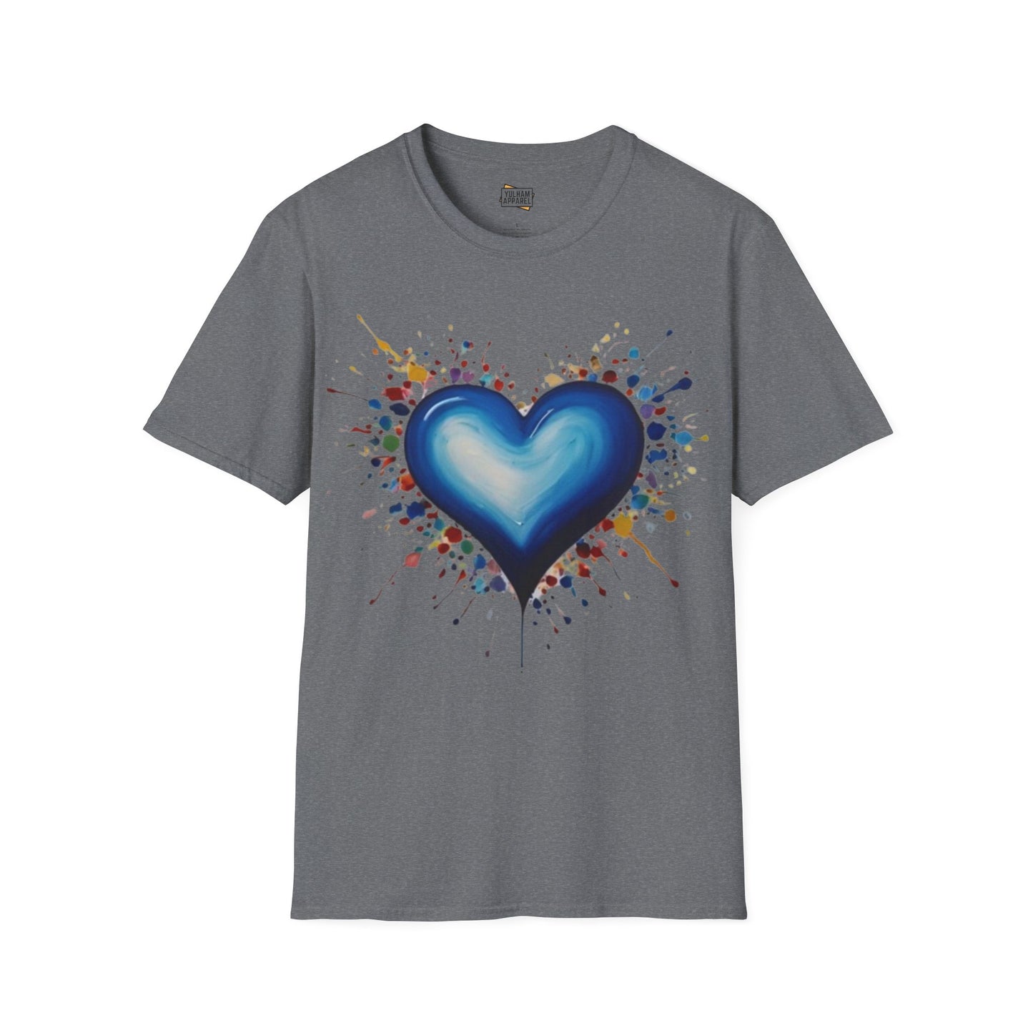 Messy Splatter Blue Love Heart - Unisex T-Shirt