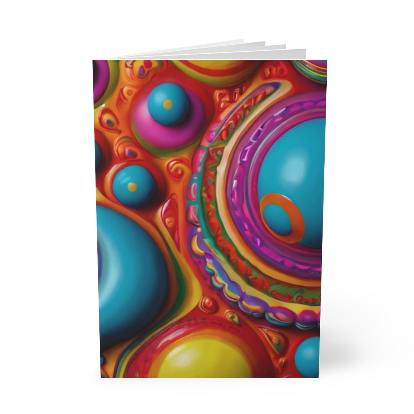 Colourful Trippy Bubbles Art - Softcover Notebook, A5