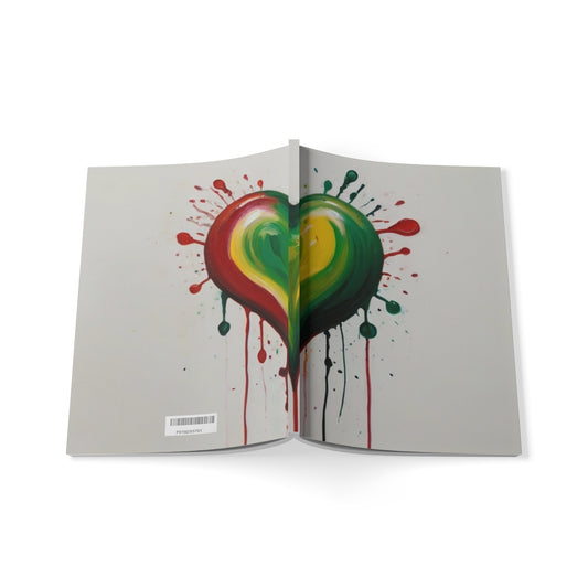 Messy Green Love Heart - Softcover Notebook, A5