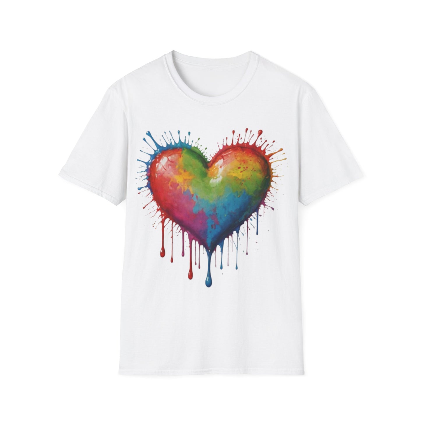 Colourful Messy Dripping Heart - Unisex T-Shirt