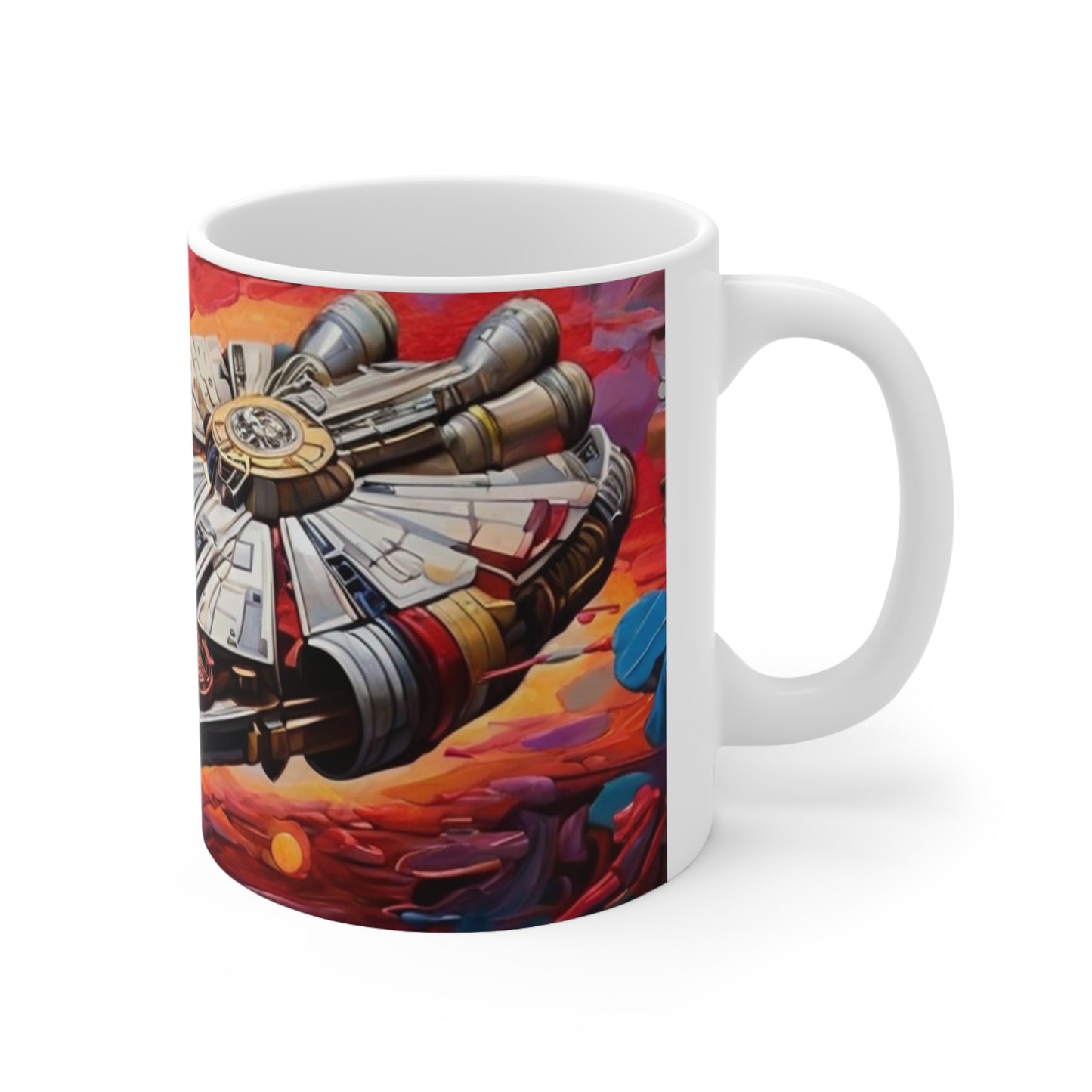 Colourful Millennium Falcon Artwork Mug - Ceramic Coffee Mug 11oz