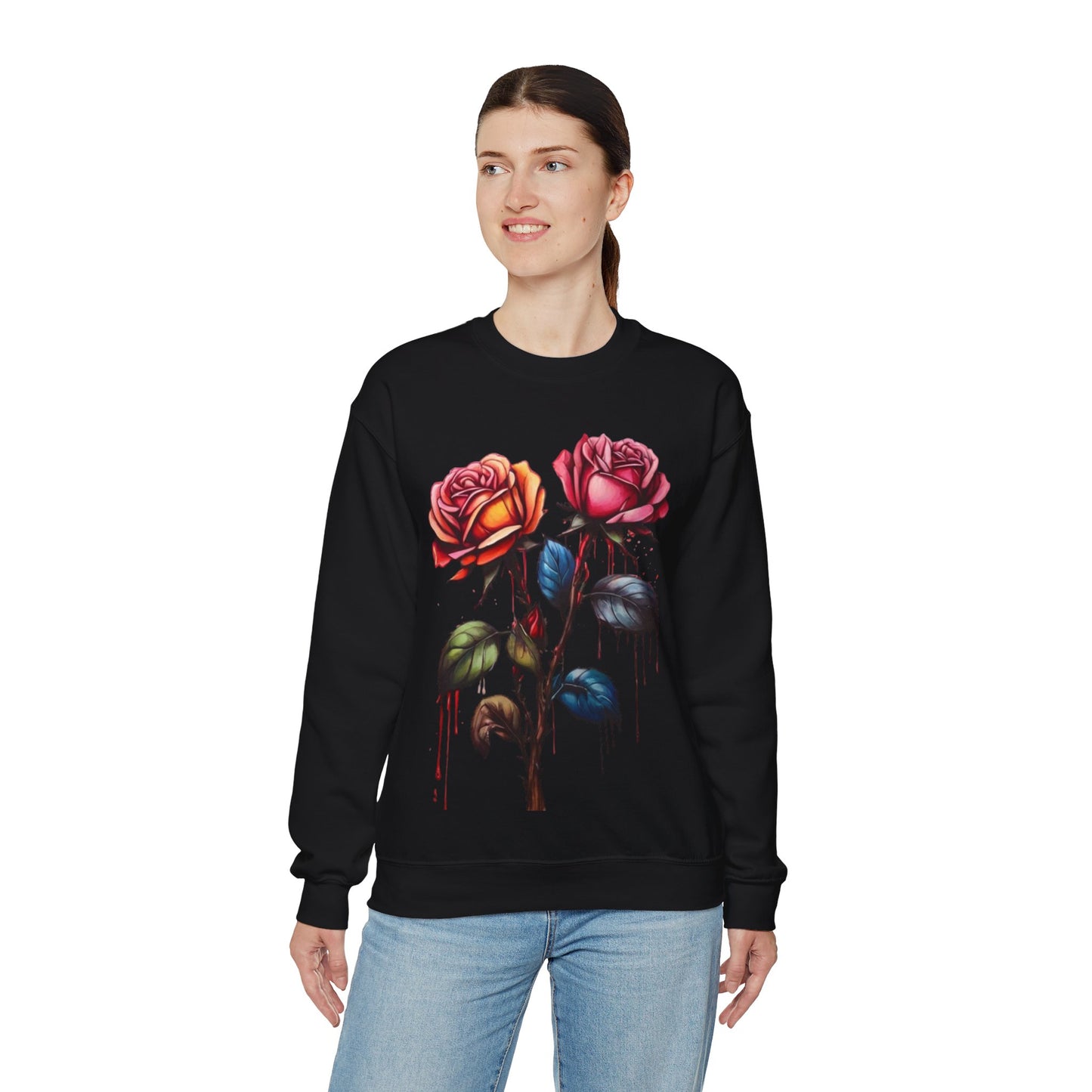 Colourful Rose Duo - Unisex Crewneck Sweatshirt