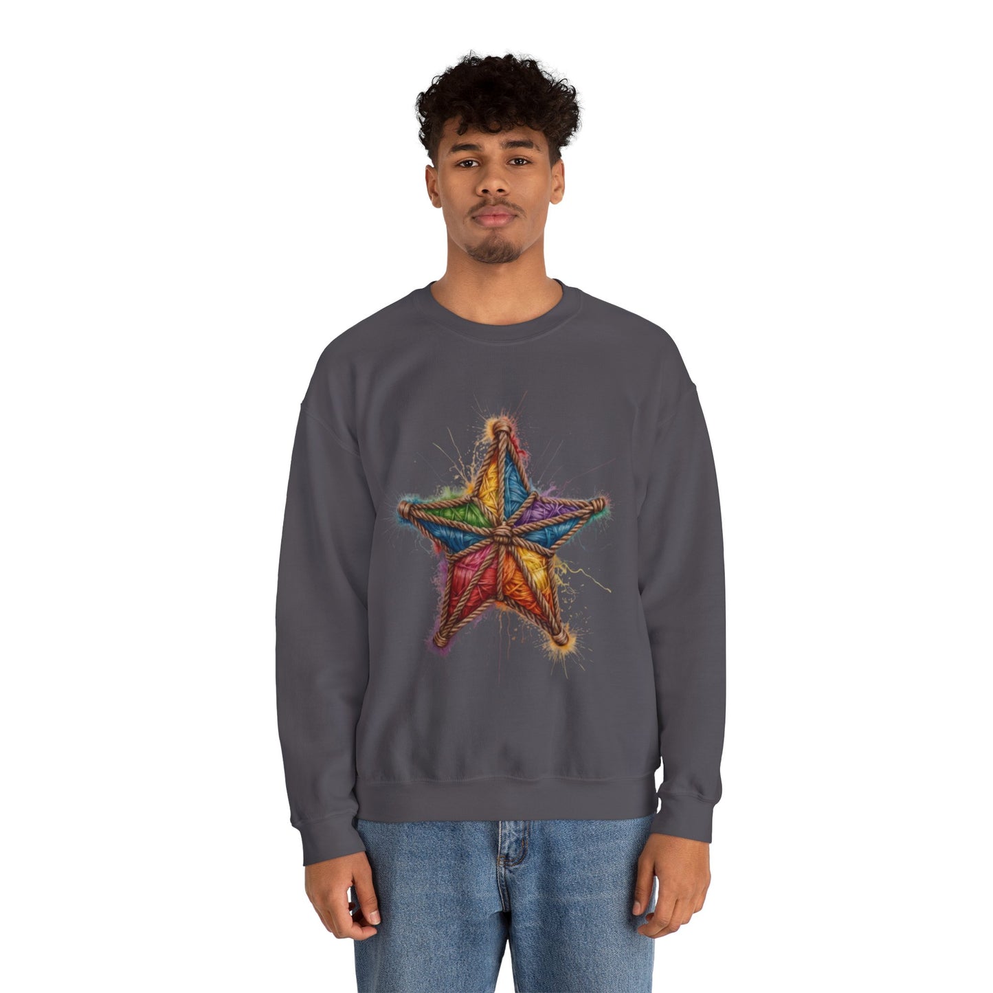 Multicoloured Star Rope Pattern - Unisex Crewneck Sweatshirt