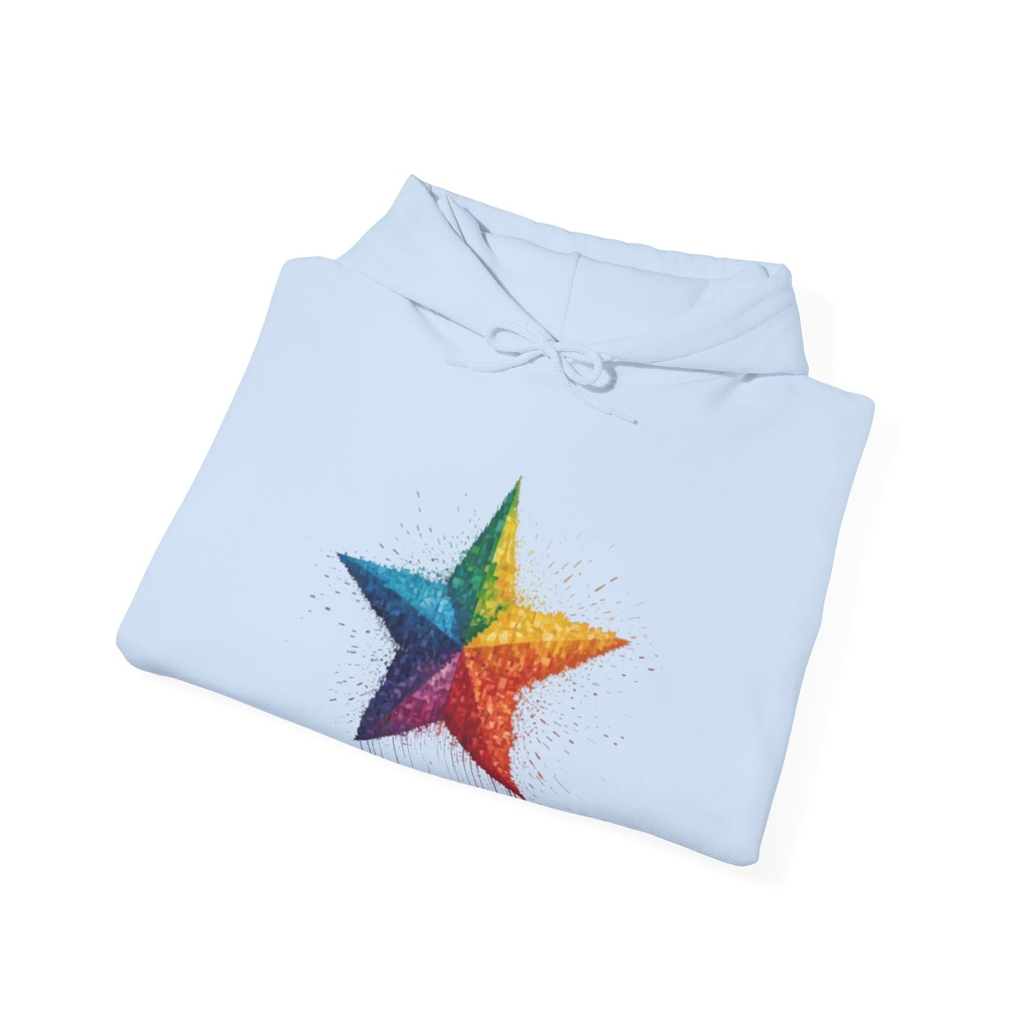 Multicoloured Pixelated Star - Unisex Hooded Sweatshirt