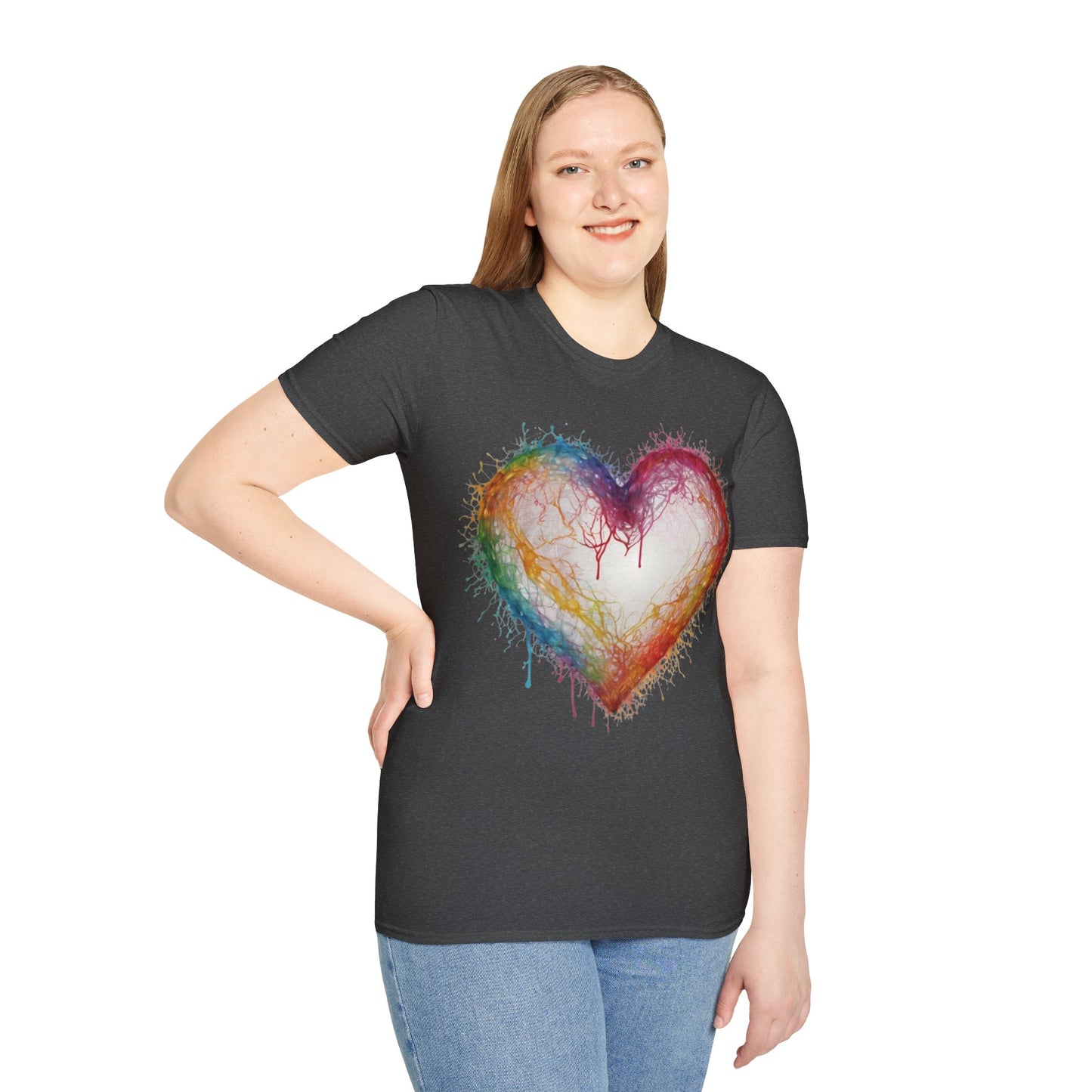 Transparent Colourful Love Heart - Unisex T-Shirt