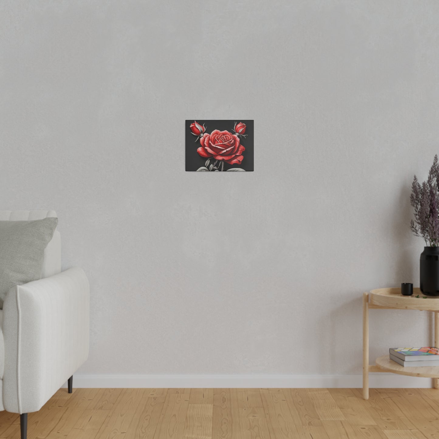 Red Rose Chalk Style Artwork - Matte Canvas, Stretched, 0.75"