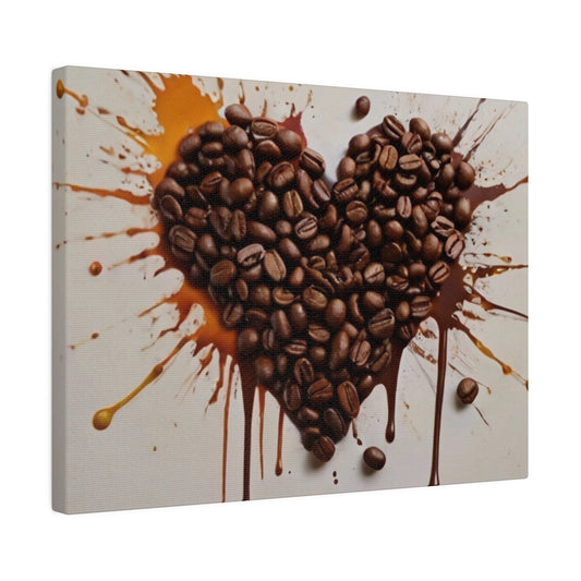 Coffee Beans Love Heart - Matte Canvas, Stretched, 0.75"