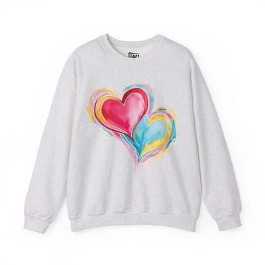 Light Watercolour Twin Love Hearts - Unisex Crewneck Sweatshirt