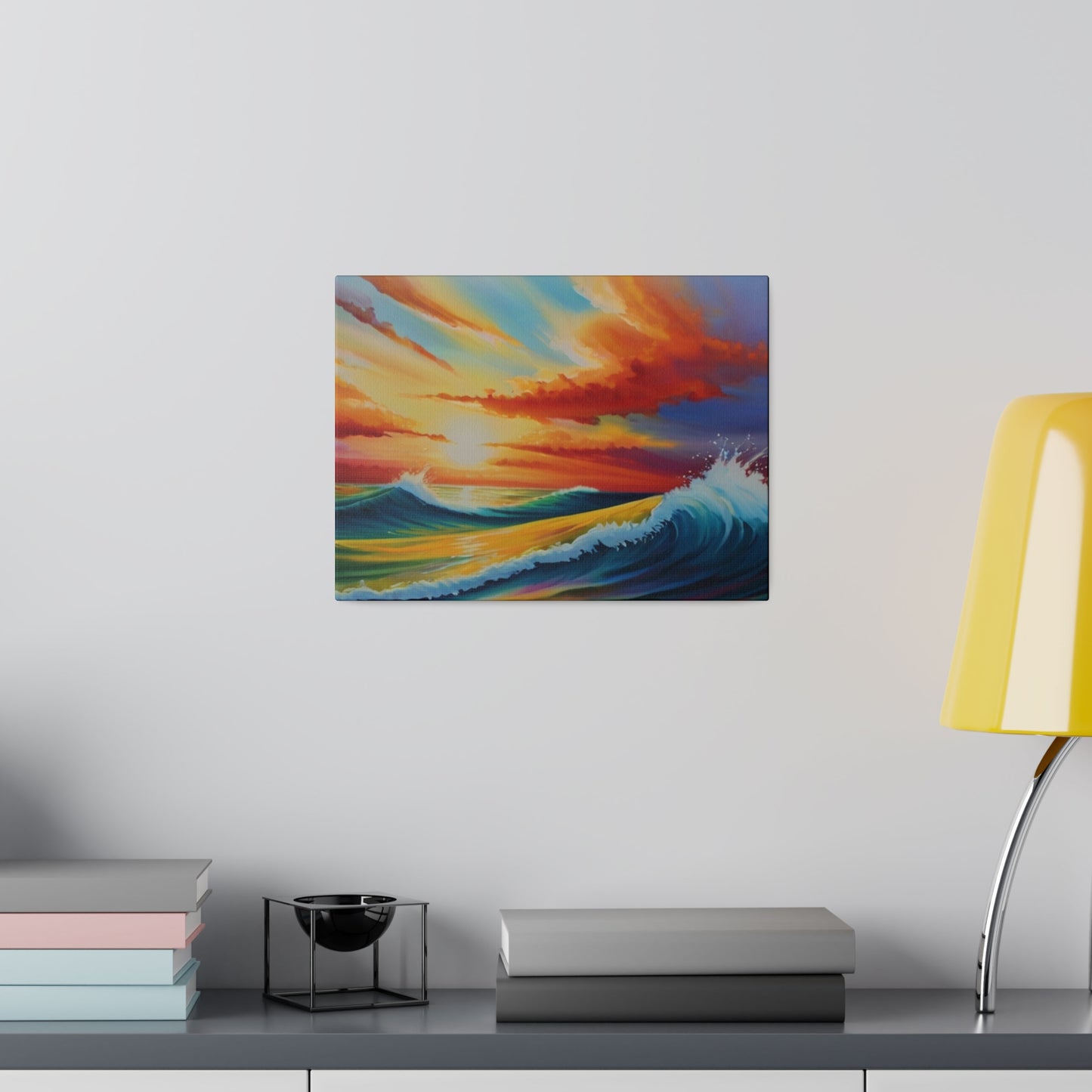 Sunset Among Waves - Matte Canvas, Stretched, 0.75"