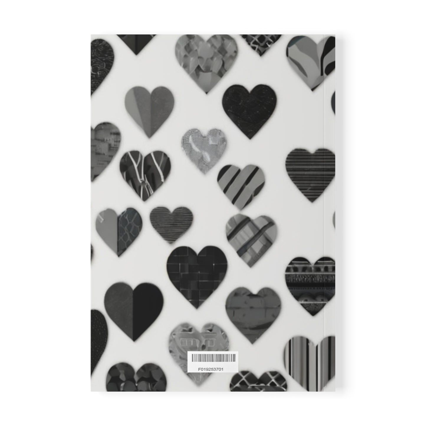 Greyscale Small Love Hearts - Softcover Notebook, A5