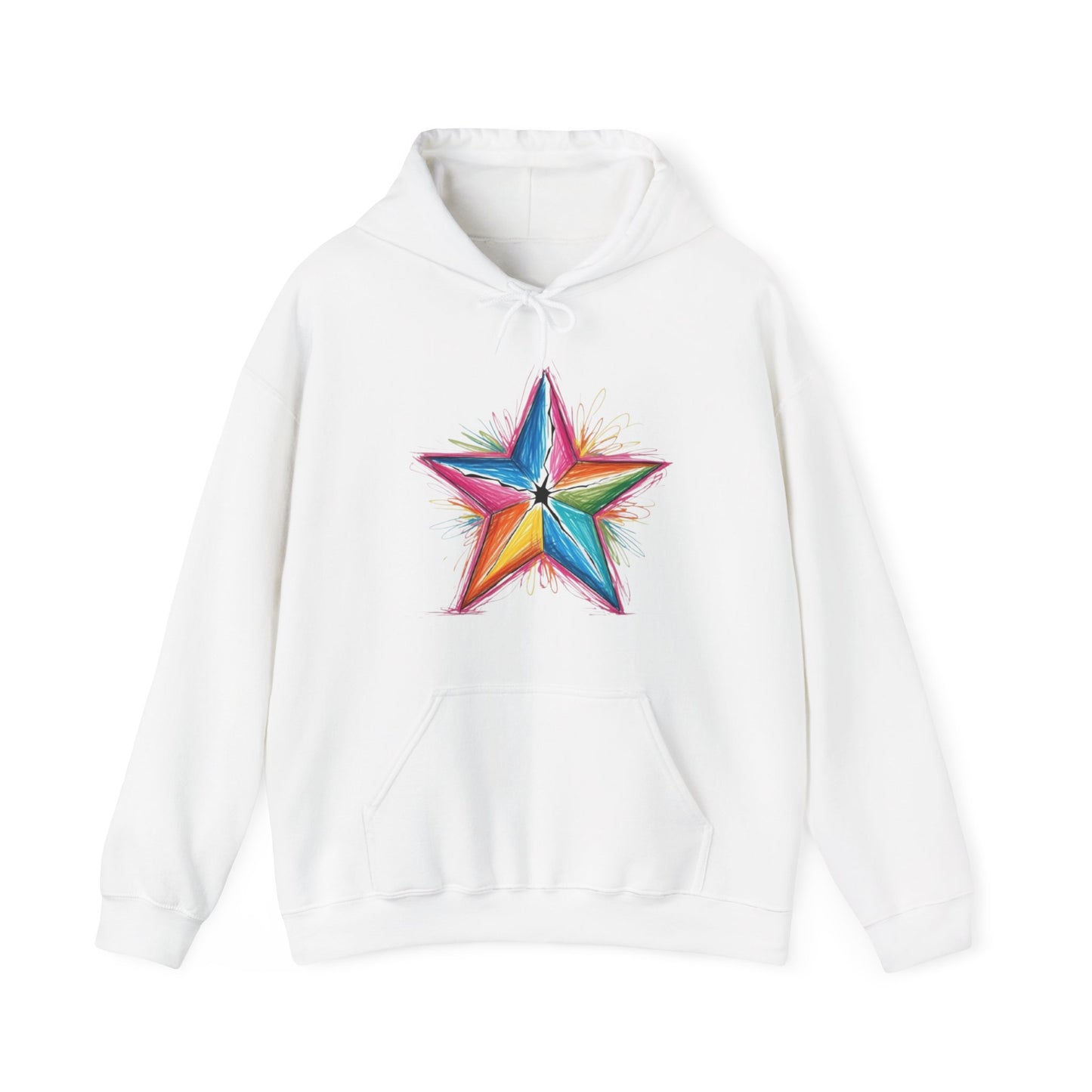 Vibrant Coloured Messy Star - Unisex Hooded Sweatshirt