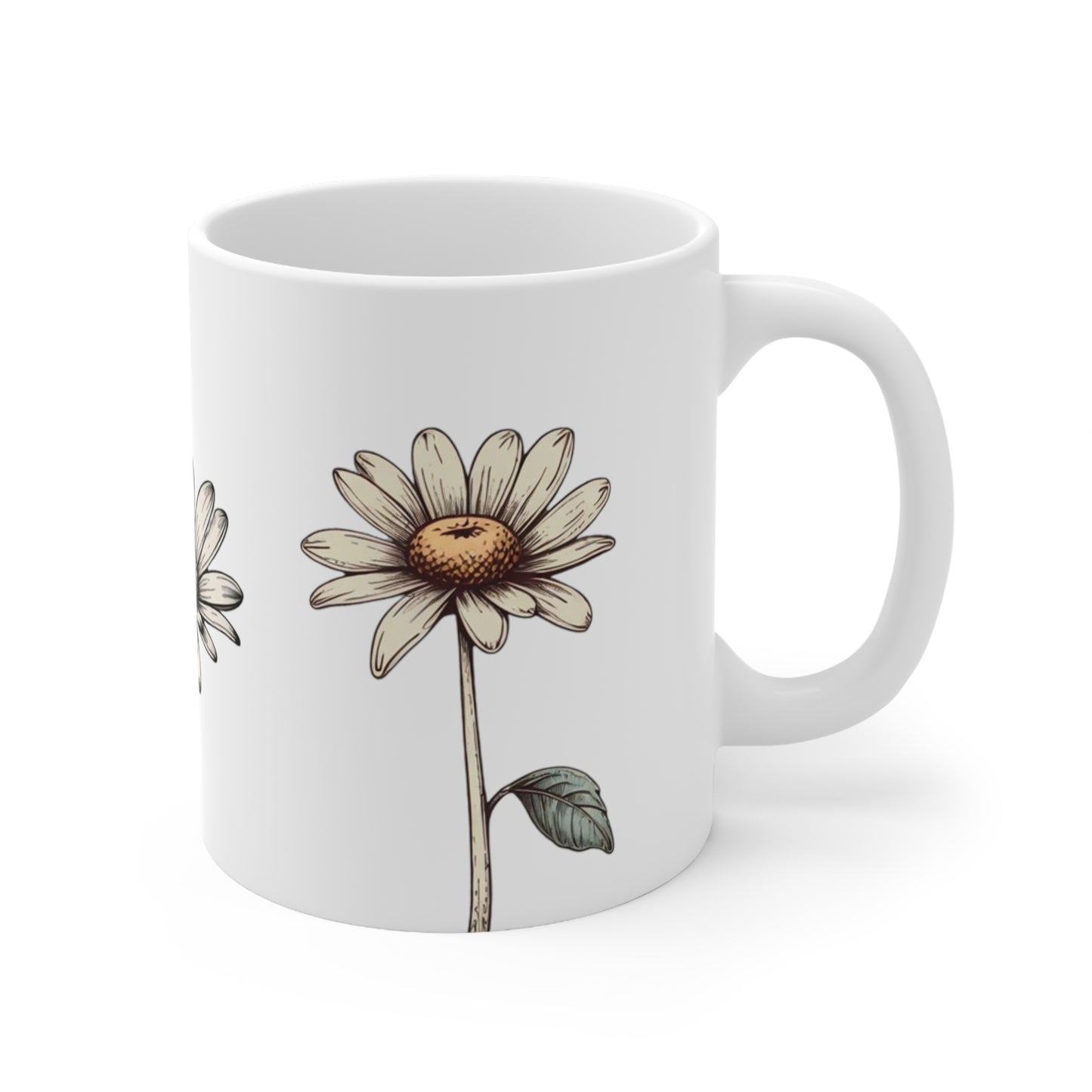 Daisy Flowers Mug - Ceramic Coffee Mug 11oz