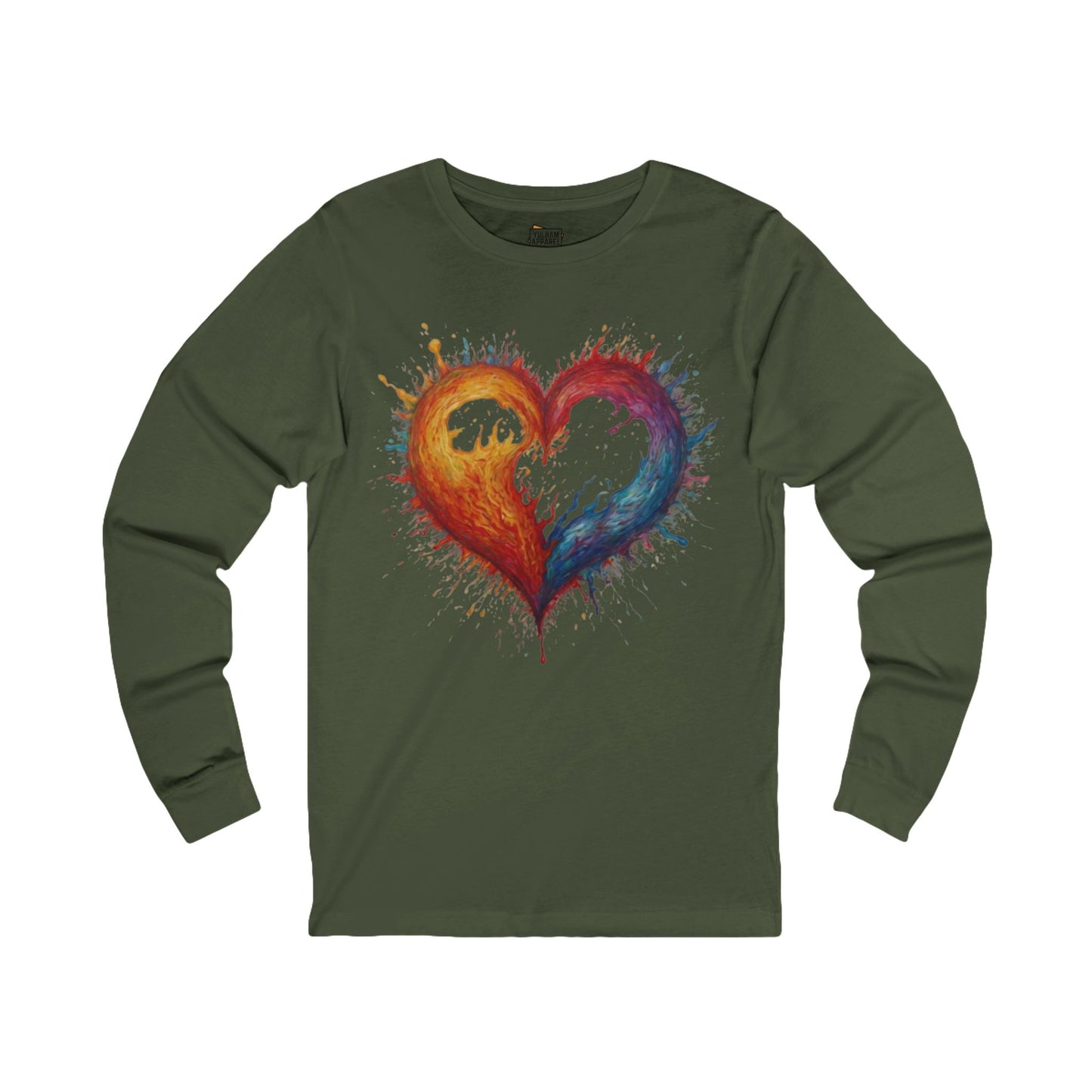 Colourful Burning Love Heart - Unisex Long Sleeve T-Shirt