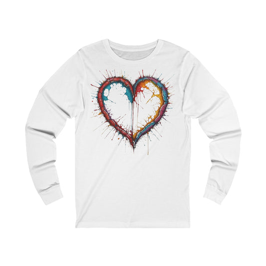 Hollow Colourful Messy Love Heart - Unisex Long Sleeve T-Shirt